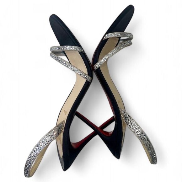 NEW CHRISTIAN LOUBOUTIN Anna Strass Black Crystal Embellished Sandals Si… - Picture 5 of 9